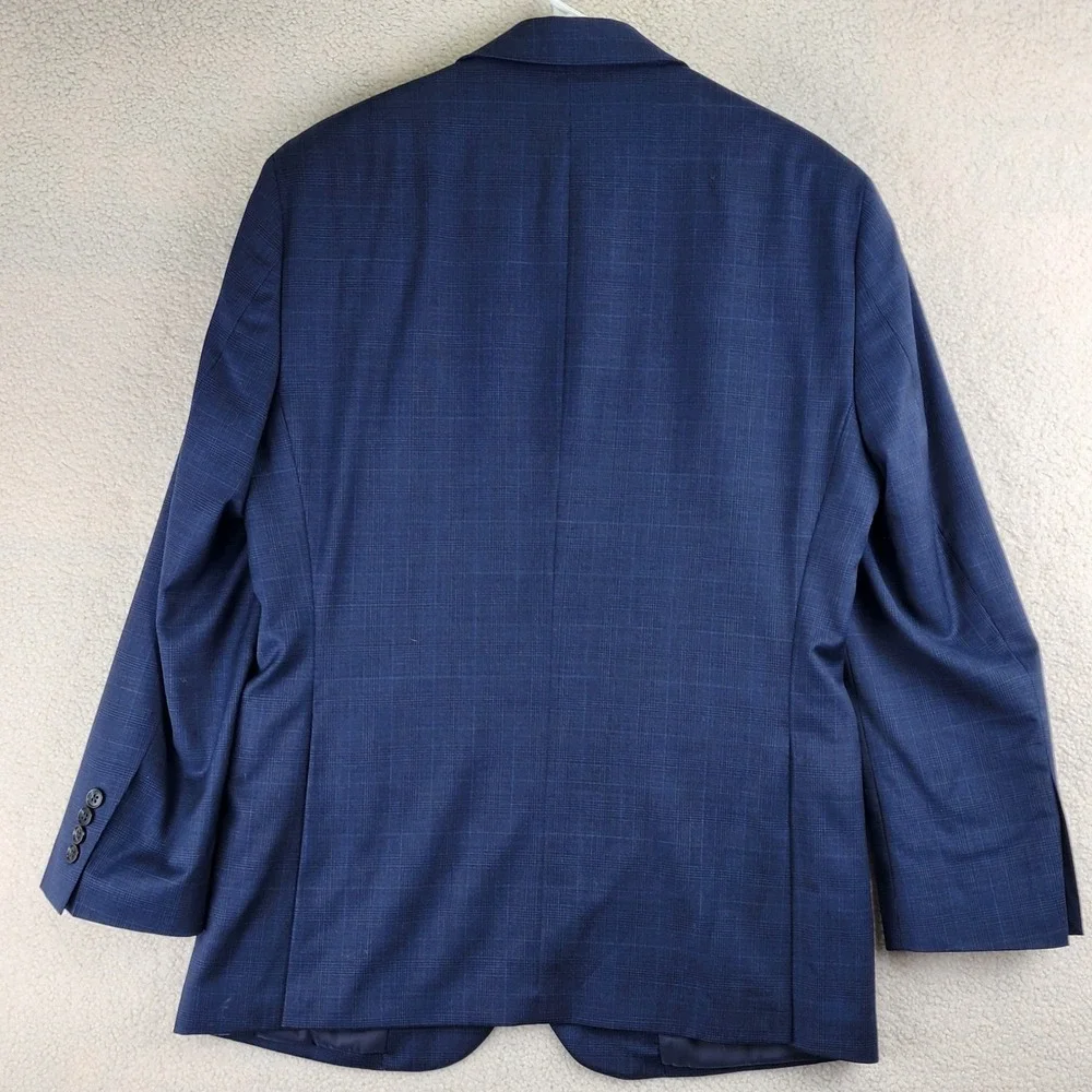 Jos A Bank Traveler Blazer Mens 41R Blue Glen Plaid 100% Wool Sport Coat Classic